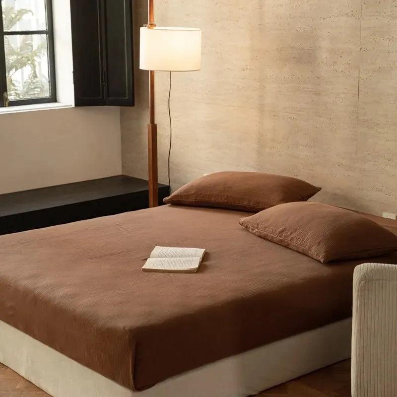 Cotton Linen Ultra Soft Duvet Cover set fitted bed sheet - Fluffyslip