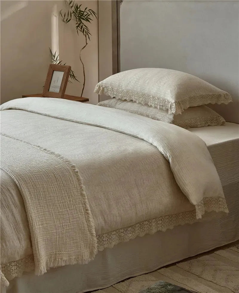 Meadow Breeze Cotton-Linen Duvet Cover Set - Fluffyslip