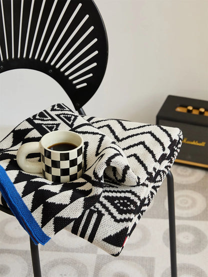 Modern Maze Cotton Geometric Throw Blanket