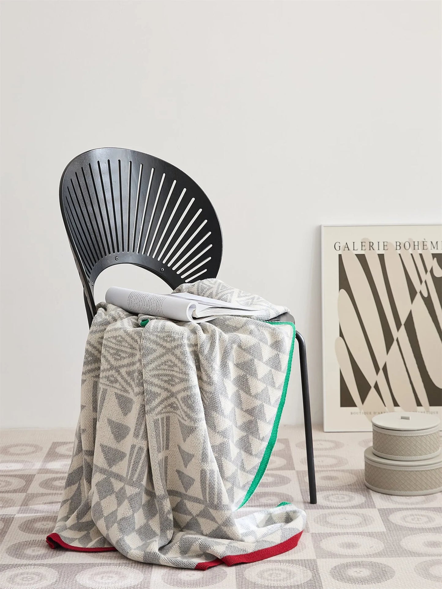 Modern Maze Cotton Geometric Throw Blanket