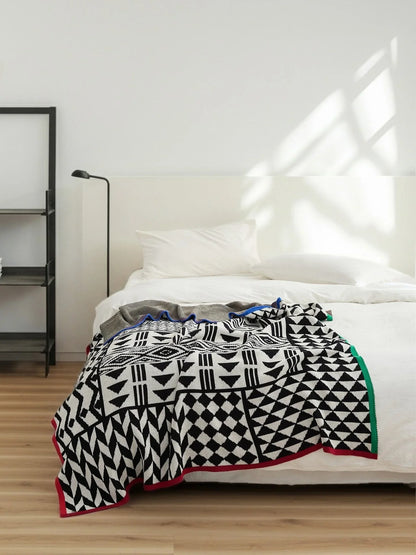 Modern Maze Cotton Geometric Throw Blanket
