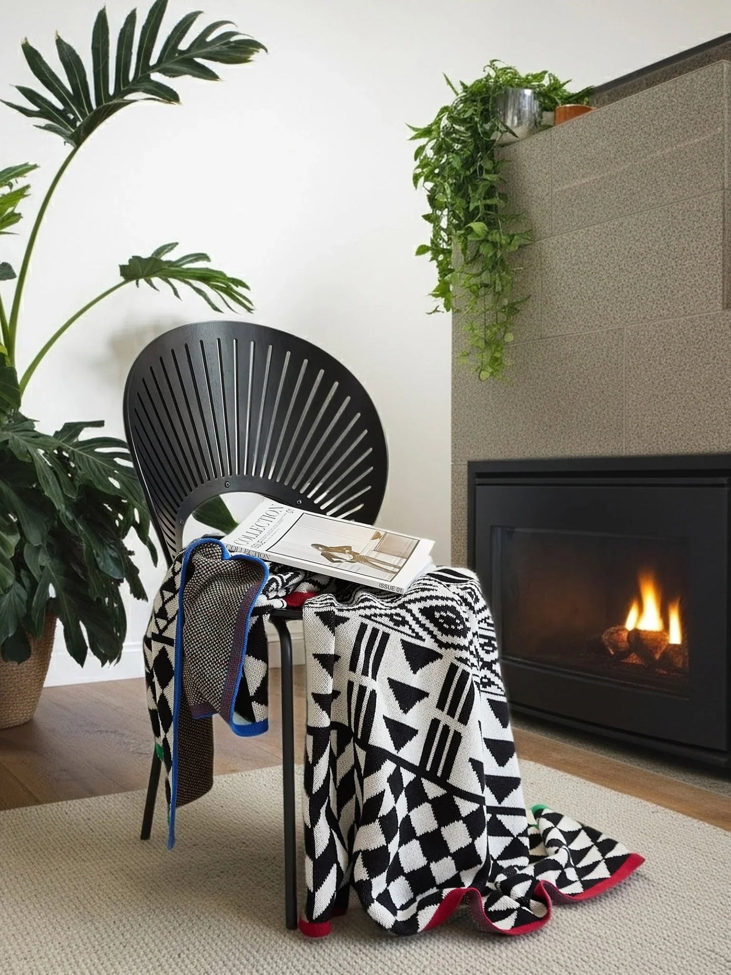 Modern Maze Cotton Geometric Throw Blanket