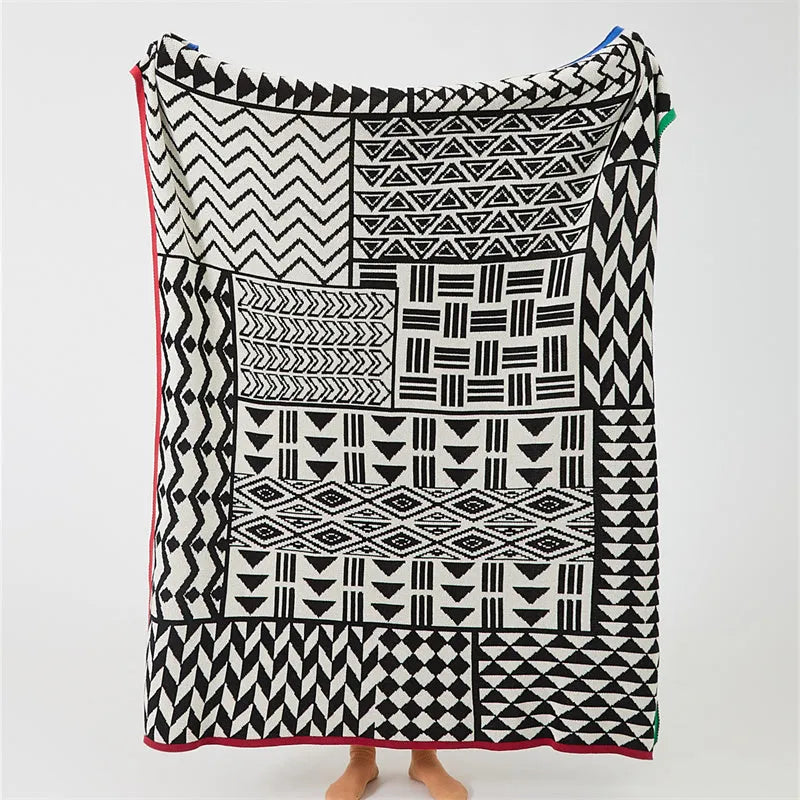 Modern Maze Cotton Geometric Throw Blanket