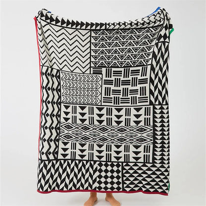 Modern Maze Cotton Geometric Throw Blanket
