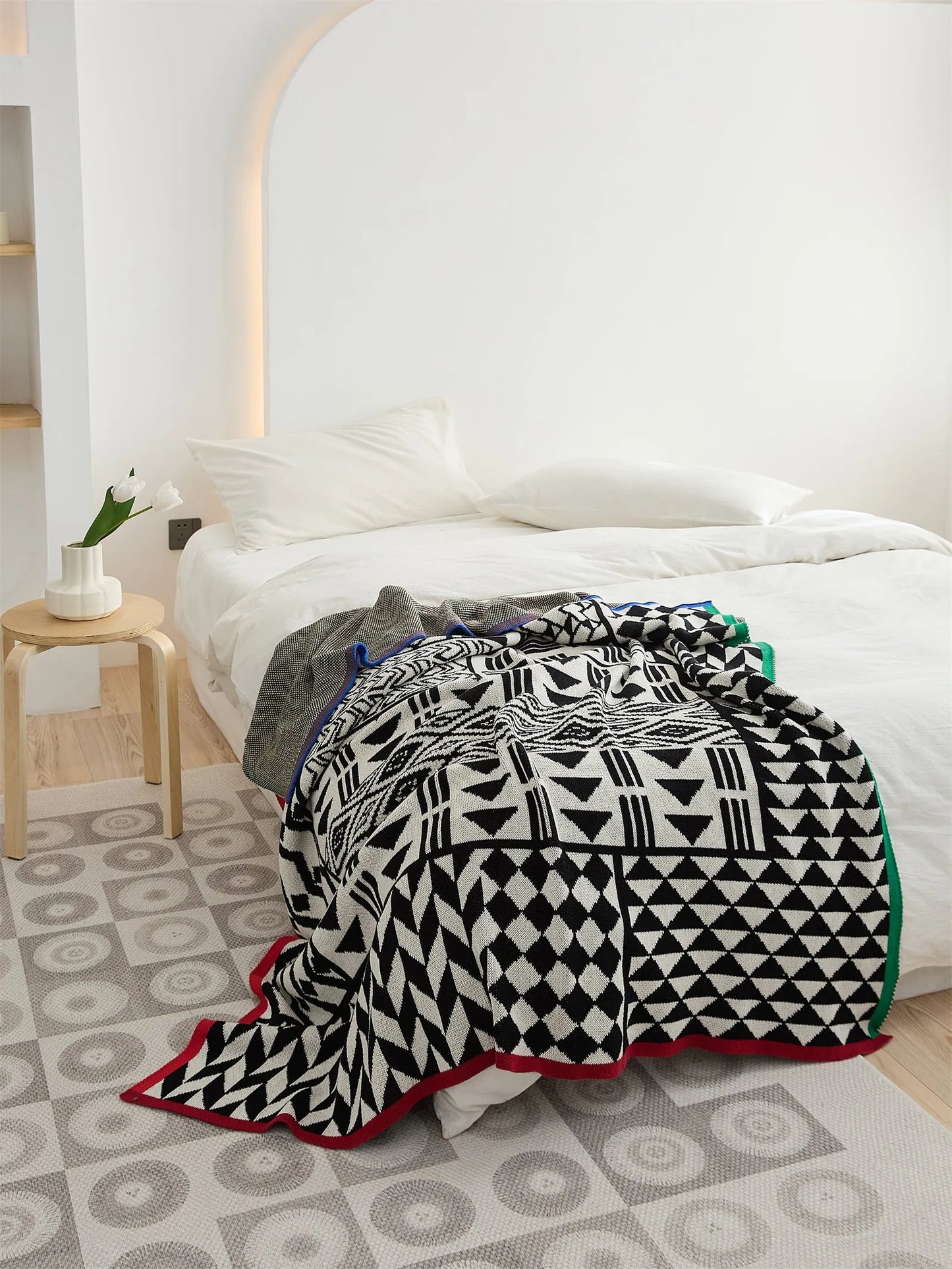 Modern Maze Cotton Geometric Throw Blanket