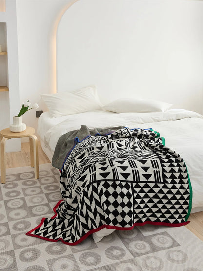 Modern Maze Cotton Geometric Throw Blanket
