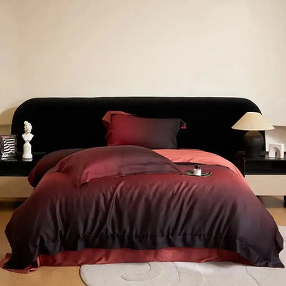 Mystic Burgundy Gradient Lyocell Duvet Cover Set - Fluffyslip