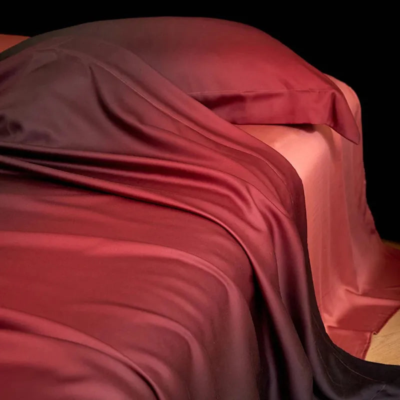 Mystic Burgundy Gradient Lyocell Duvet Cover Set - Fluffyslip