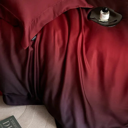 Mystic Burgundy Gradient Lyocell Duvet Cover Set - Fluffyslip