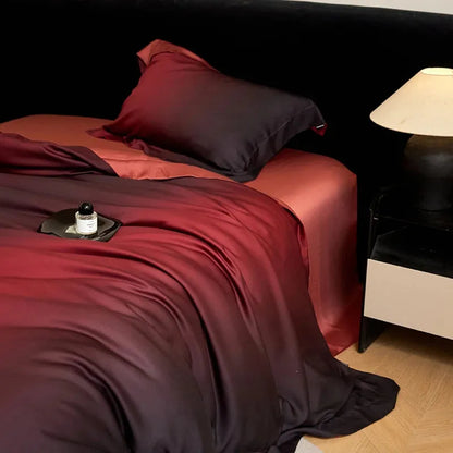 Mystic Burgundy Gradient Lyocell Duvet Cover Set - Fluffyslip