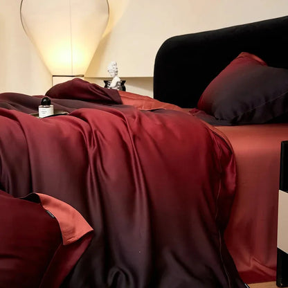 Mystic Burgundy Gradient Lyocell Duvet Cover Set - Fluffyslip