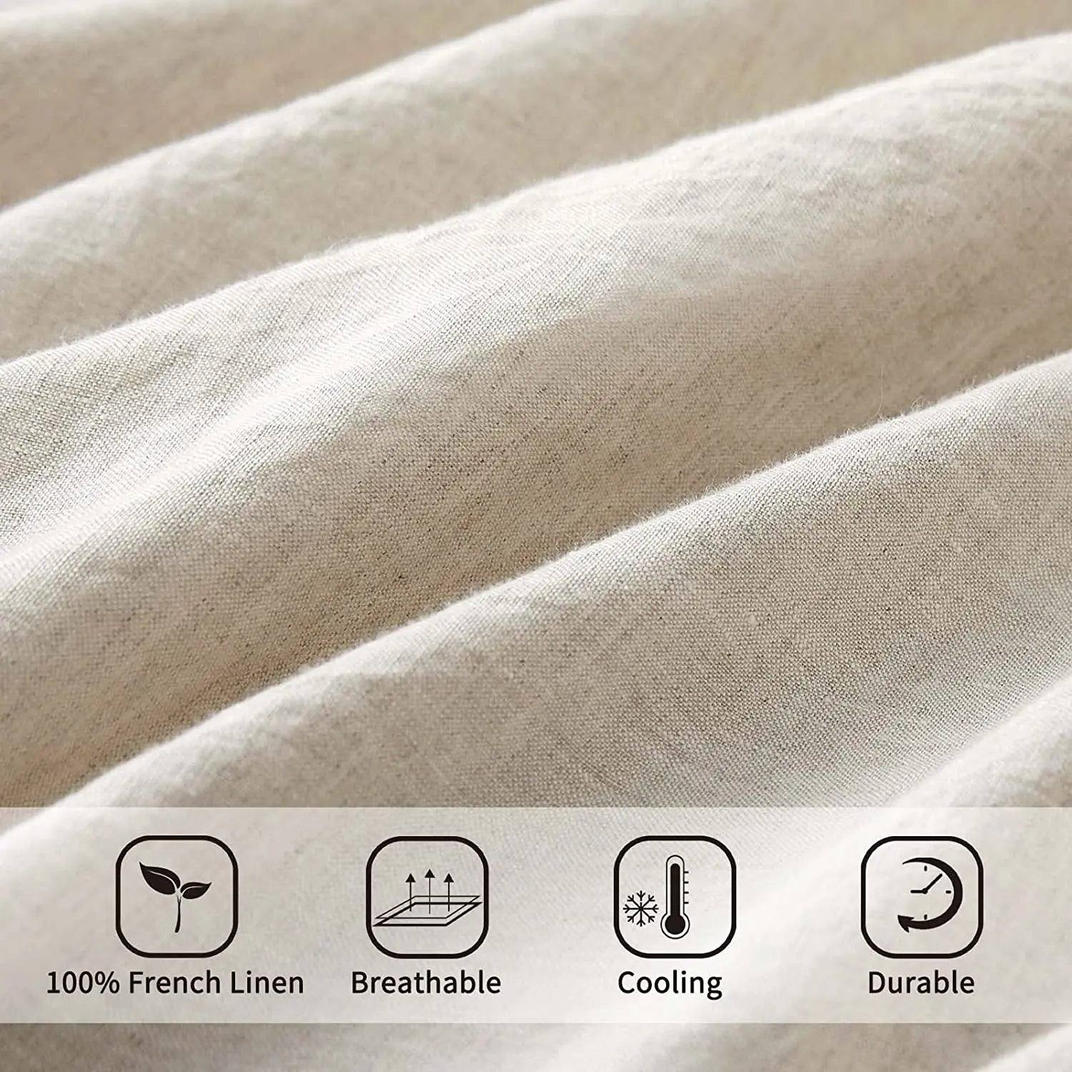Natural France Linen Bedding Set 4PCS - Fluffyslip