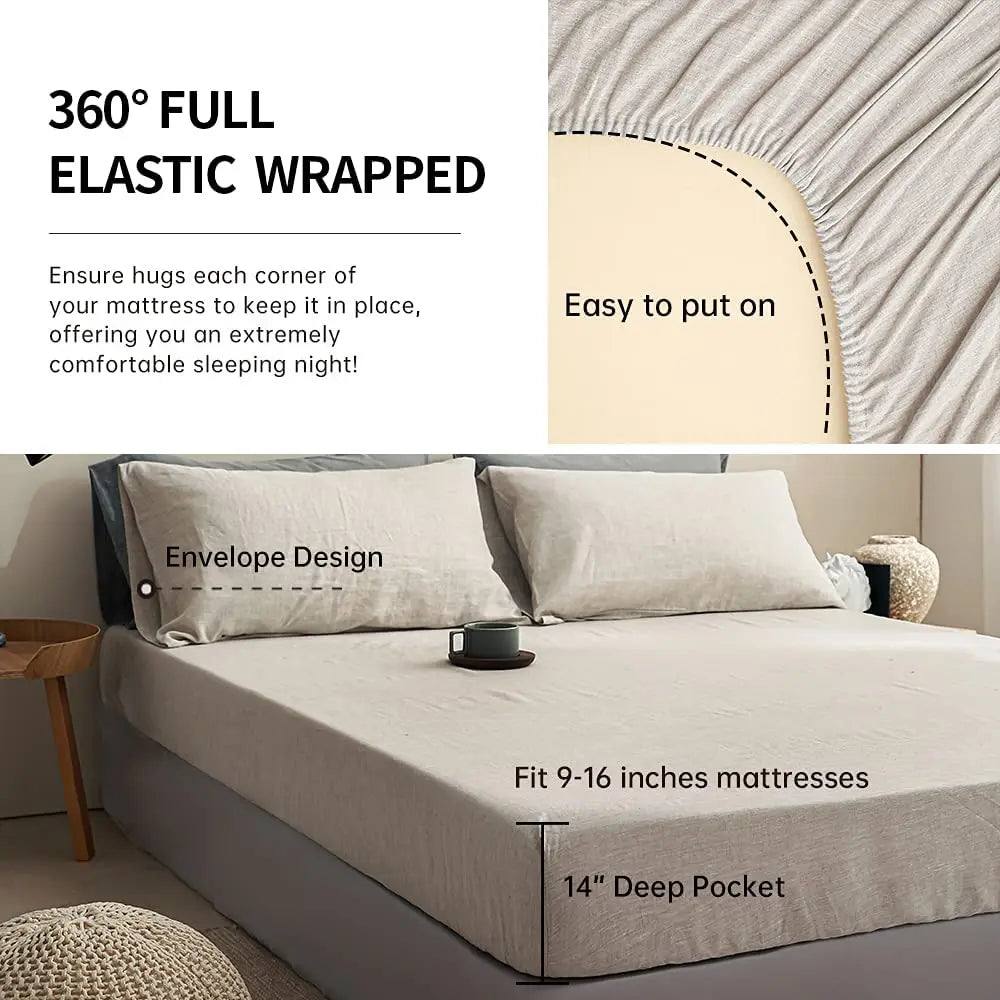 Natural France Linen Bedding Set 4PCS - Fluffyslip