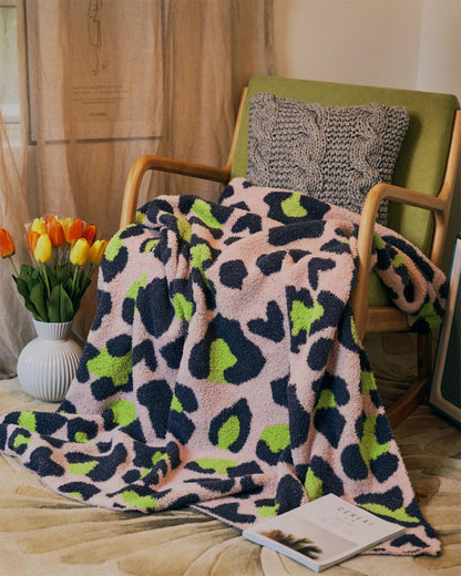 Neon Leopard Print Throw Blanket - Fluffyslip