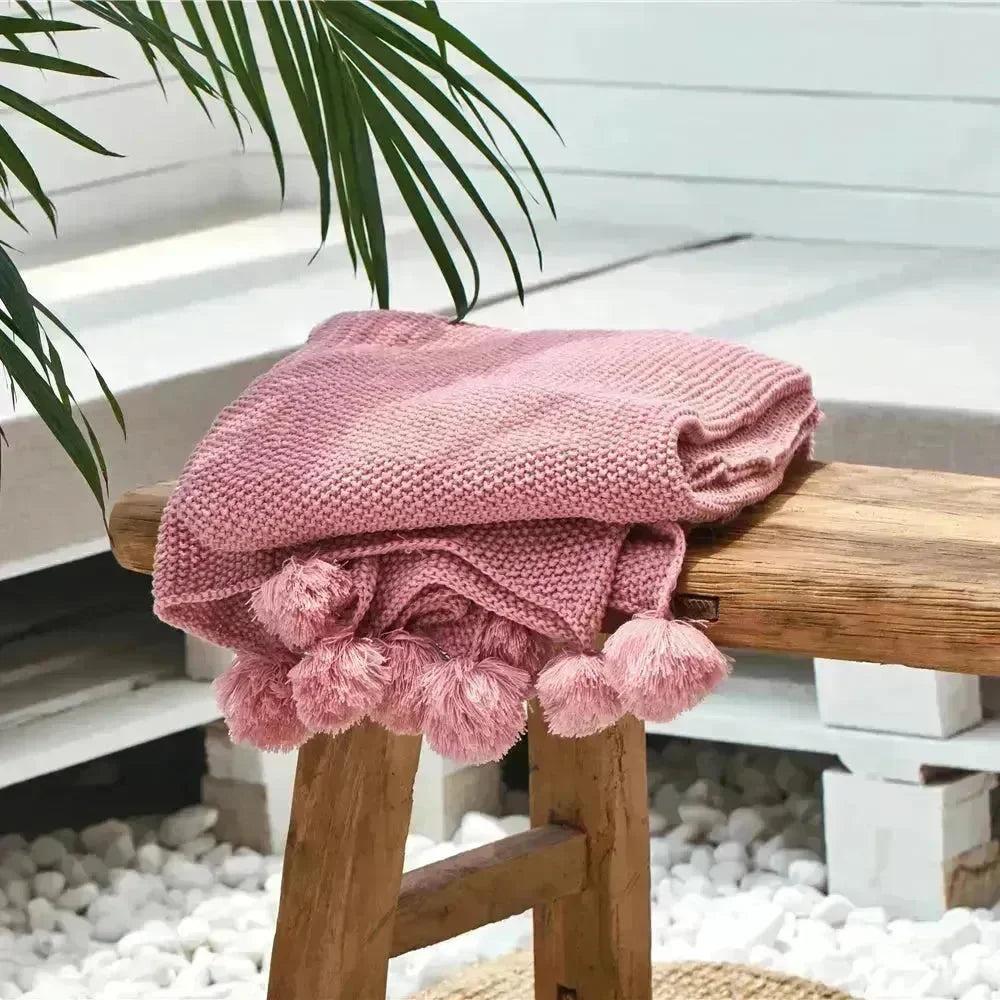 Quin Pompom Throw Blanket - Fluffyslip