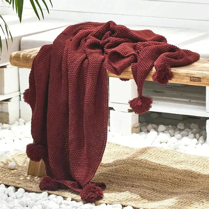 Quin Pompom Throw Blanket - Fluffyslip