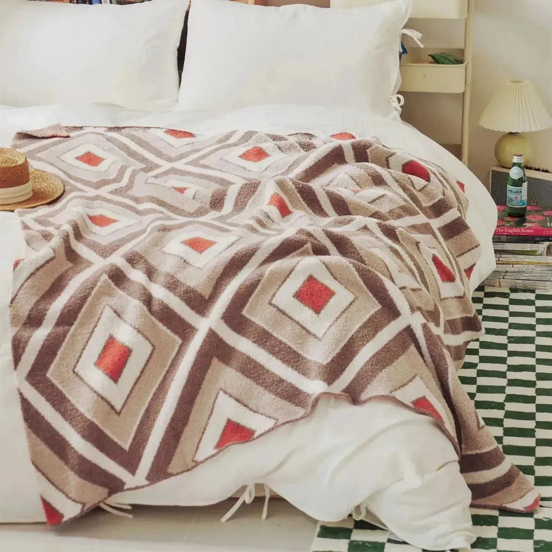 Red Boxed Harmony Throw Blanket - Fluffyslip
