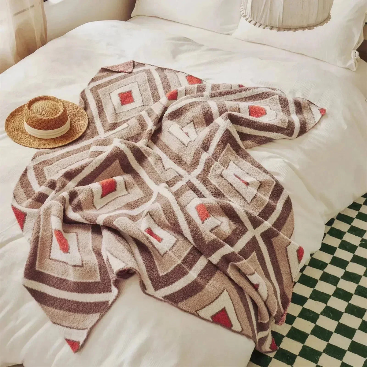 Red Boxed Harmony Throw Blanket - Fluffyslip
