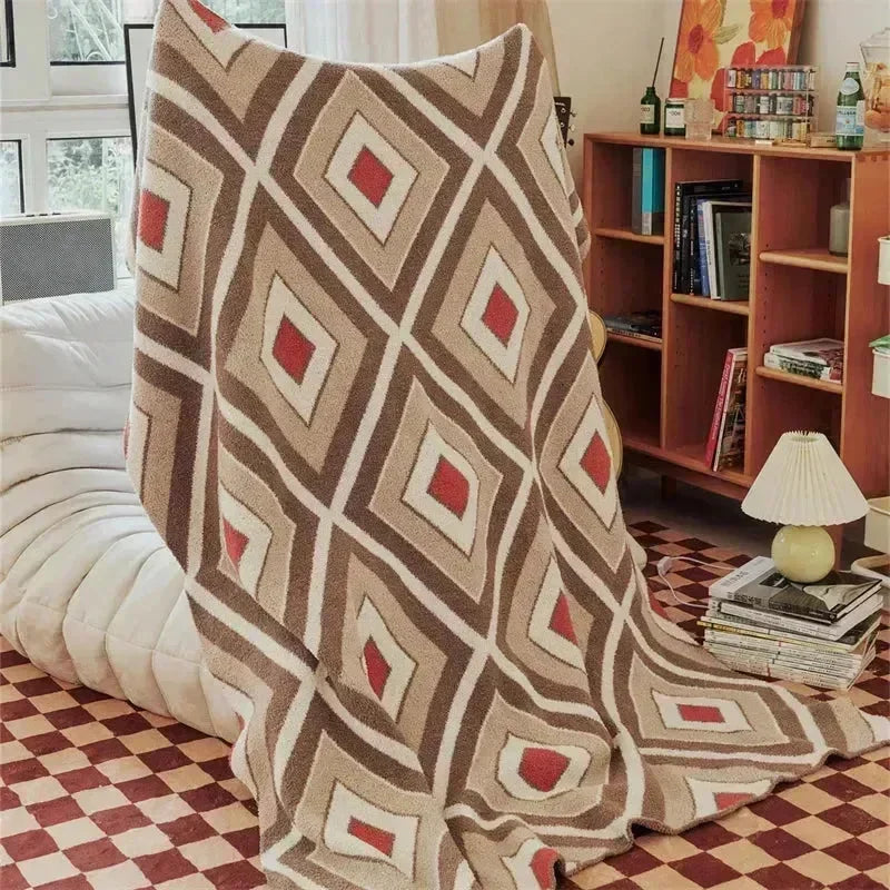Red Boxed Harmony Throw Blanket - Fluffyslip