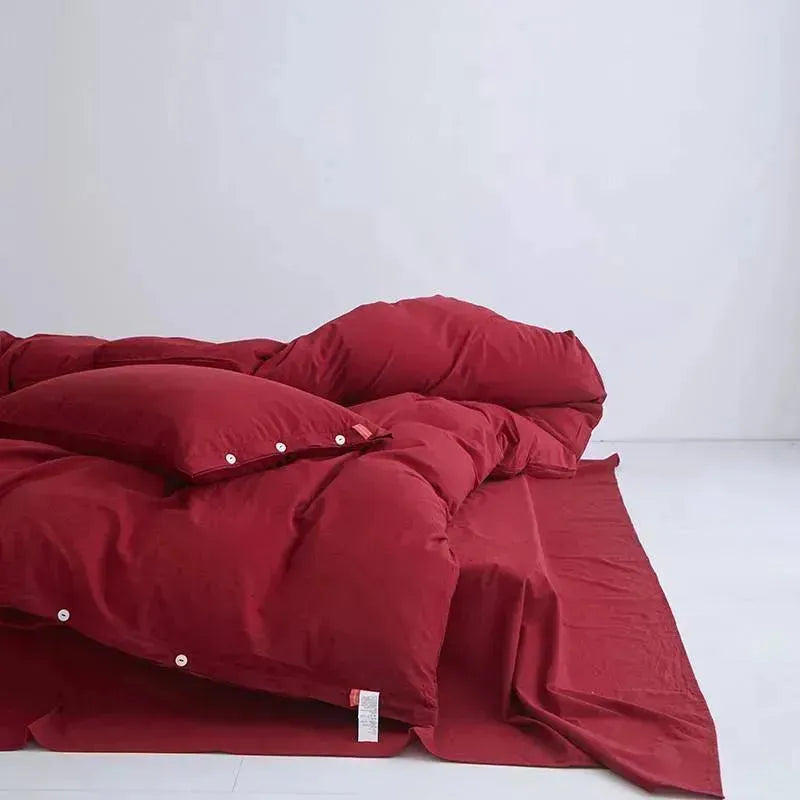 Red Tag Washed Cotton Duvet Cover Set - Fluffyslip