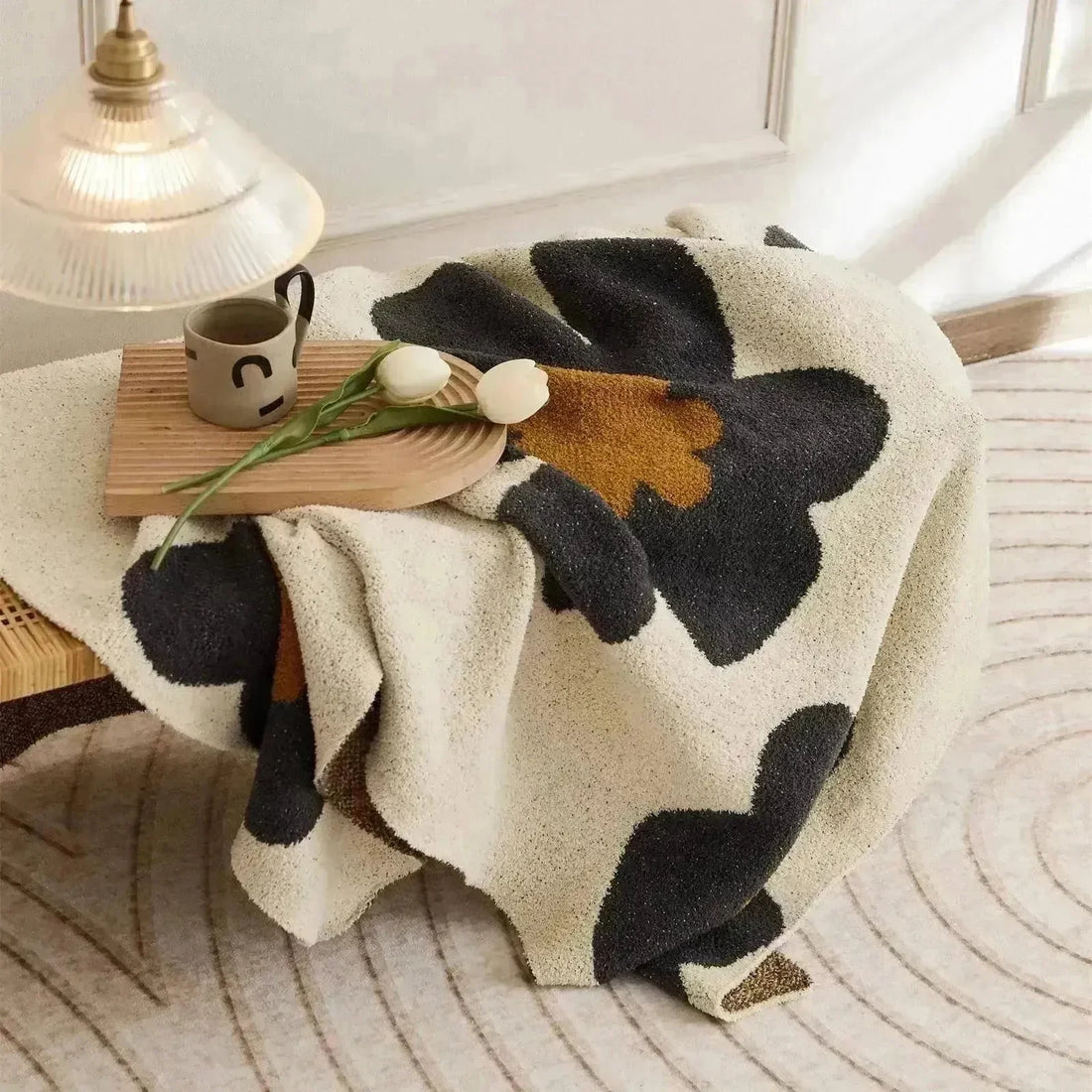 REGINA Brand Super Soft Cozy Floral Blanket Downy Hairy Fluufy Microfiber Knitted Throw Blanket For Bed Sofa Decorative Blankets - Fluffyslip
