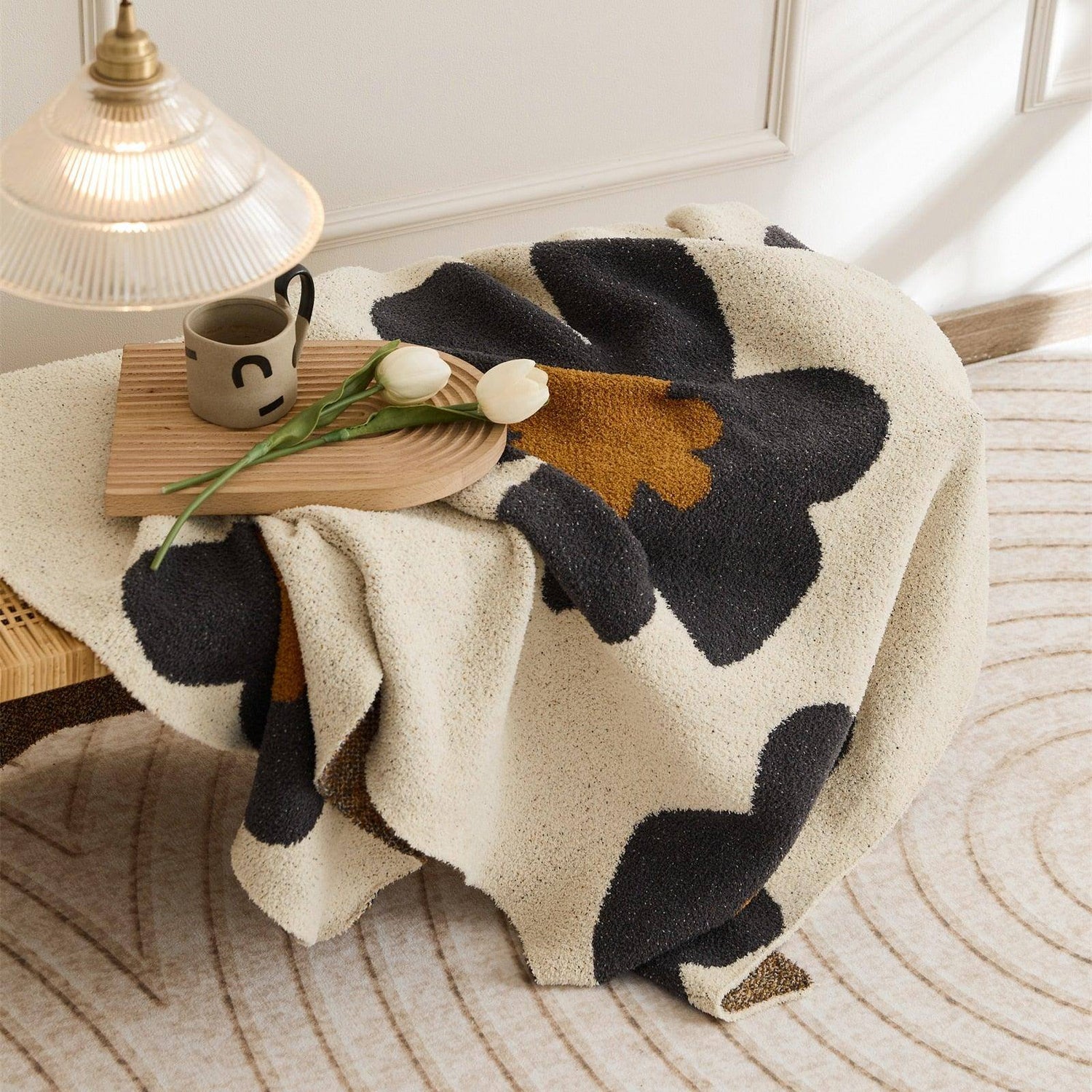REGINA Brand Super Soft Cozy Floral Blanket Downy Hairy Fluufy Microfiber Knitted Throw Blanket For Bed Sofa Decorative Blankets - Fluffyslip