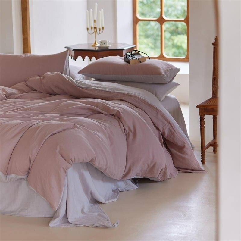 Cotton/Linen Reversible Comforter Cover Set - Fluffyslip