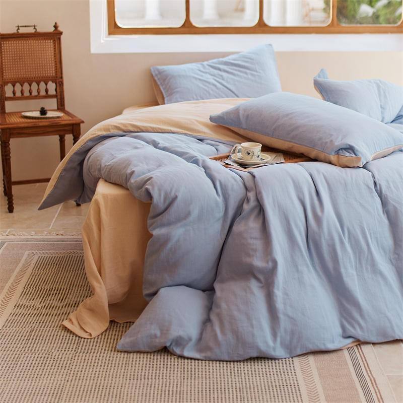Cotton/Linen Reversible Comforter Cover Set - Fluffyslip