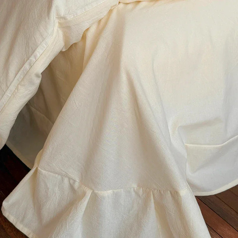 Ruffle Washed Cotton Duvet Cover Set