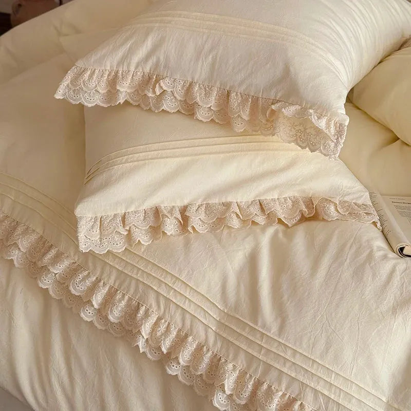 Ruffle Washed Cotton Duvet Cover Set