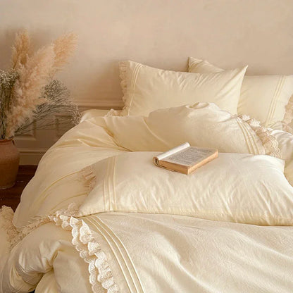 Ruffle Washed Cotton Duvet Cover Set