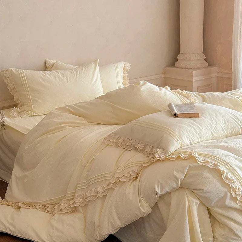 Ruffle Washed Cotton Duvet Cover Set