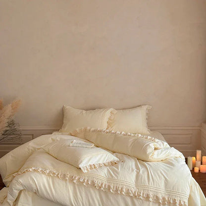 Ruffle Washed Cotton Duvet Cover Set