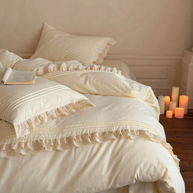 Ruffle Washed Cotton Duvet Cover Set