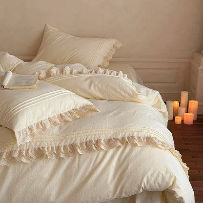 Ruffle Washed Cotton Duvet Cover Set
