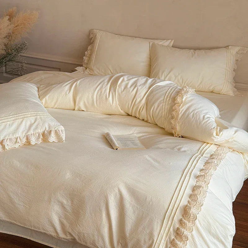 Ruffle Washed Cotton Duvet Cover Set