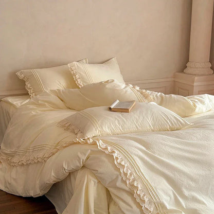 Ruffle Washed Cotton Duvet Cover Set