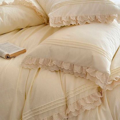 Ruffle Washed Cotton Duvet Cover Set