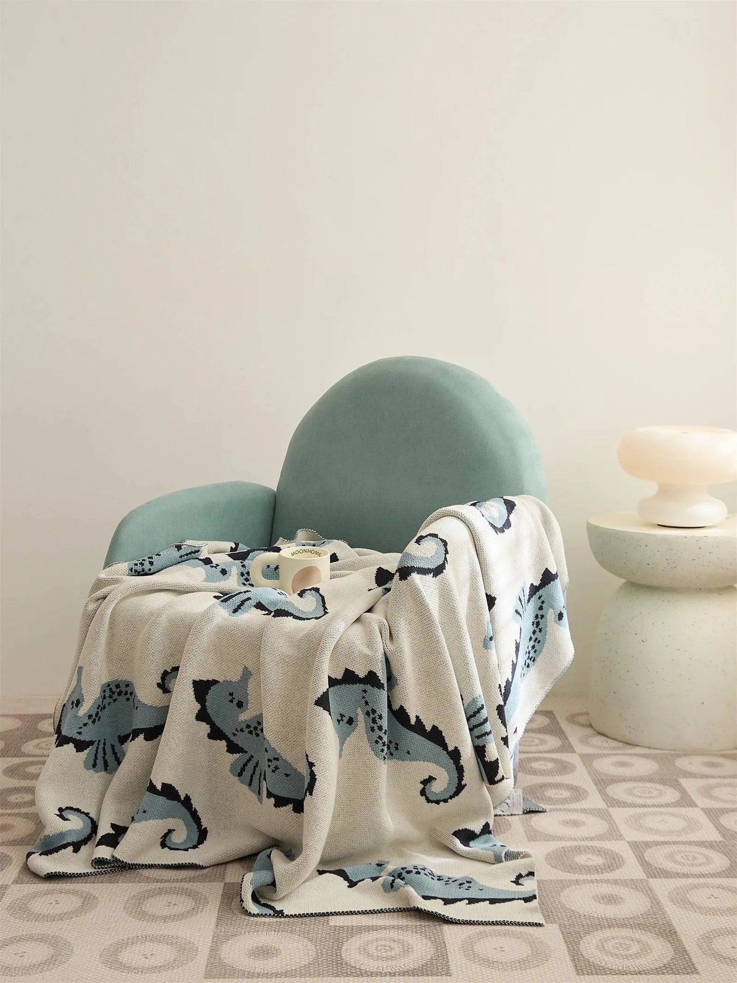 Seahorse Serenity Cotton Throw Blanket - Fluffyslip