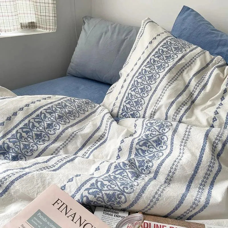 Simple Heart Stripe Boho Duvet Cover Set - Fluffyslip