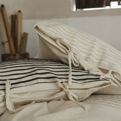 Simple Stripe Linen Cotton Duvet Cover Set