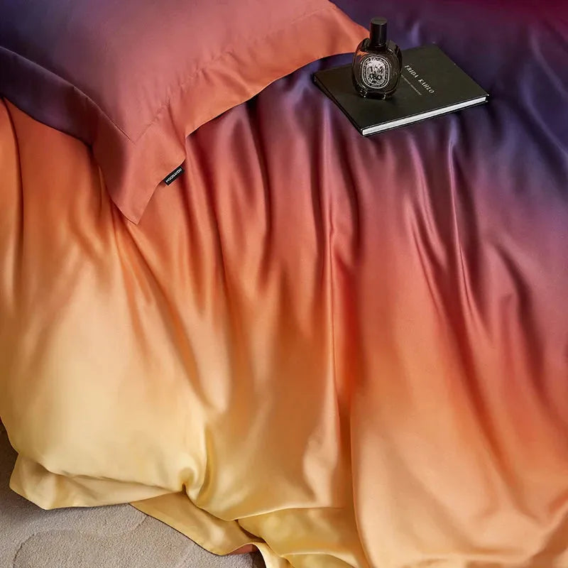 Sky At Dawn Gradient Lyocell Duvet Cover Set - Fluffyslip