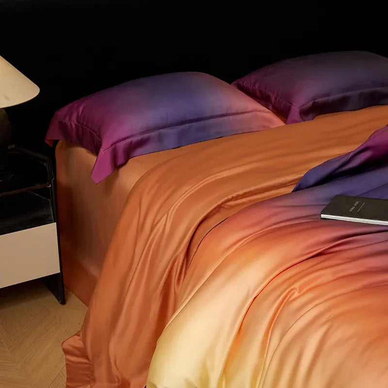 Sky At Dawn Gradient Lyocell Duvet Cover Set - Fluffyslip