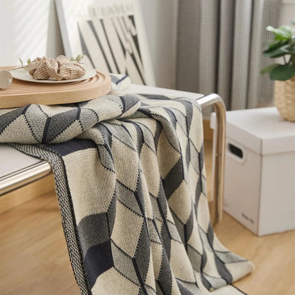 Sleek Three-Dimensional Plaid Throw Blanket - Fluffyslip