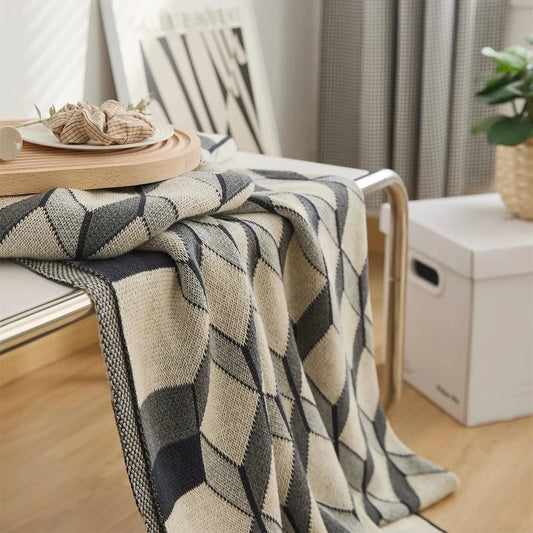 Sleek Three-Dimensional Plaid Throw Blanket - Fluffyslip