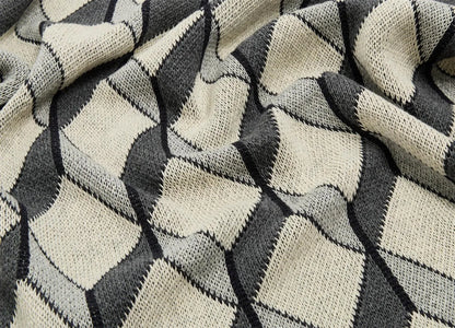 Sleek Three-Dimensional Plaid Throw Blanket - Fluffyslip