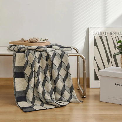 Sleek Three-Dimensional Plaid Throw Blanket - Fluffyslip