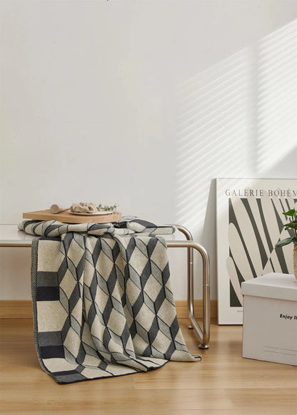 Sleek Three-Dimensional Plaid Throw Blanket - Fluffyslip