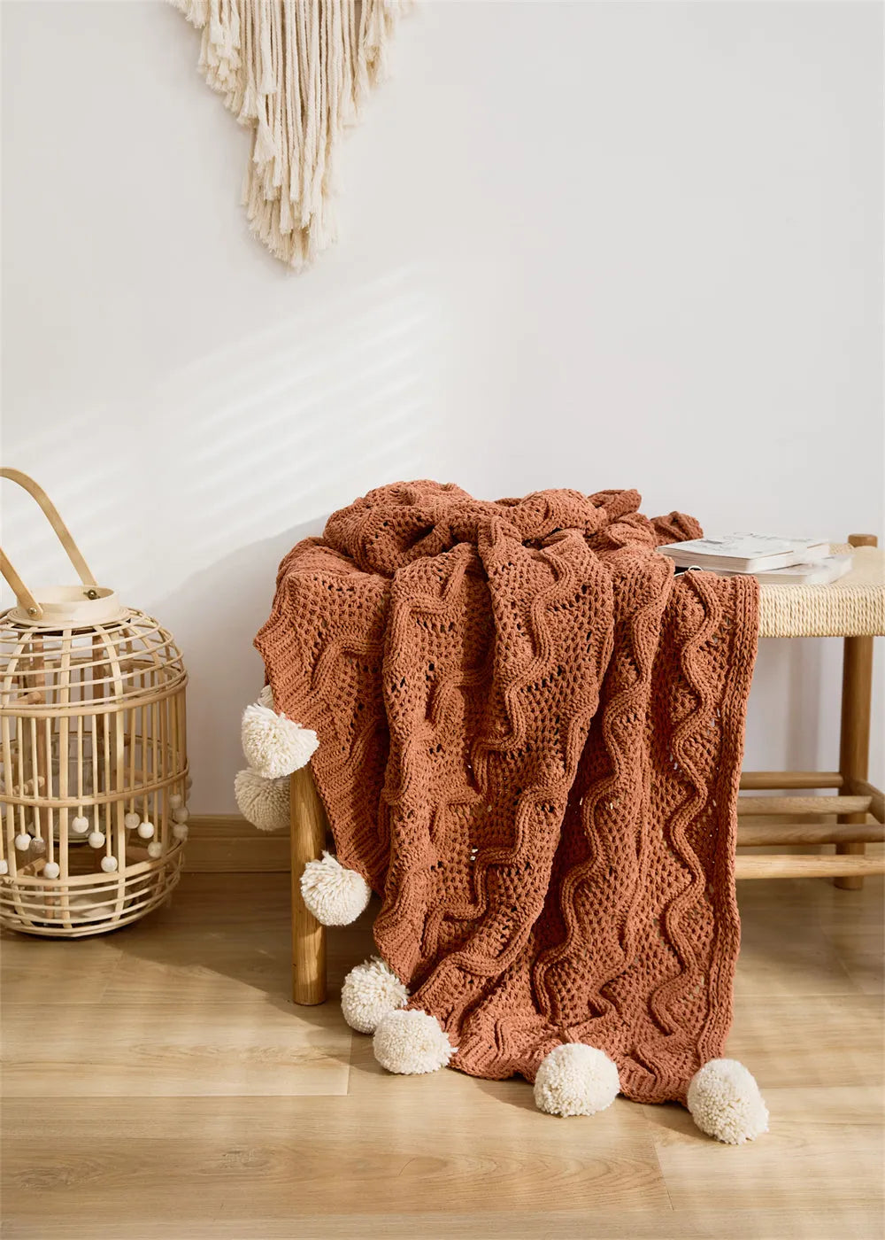 Snuggle Pom Pom Chenille Throw Blanket