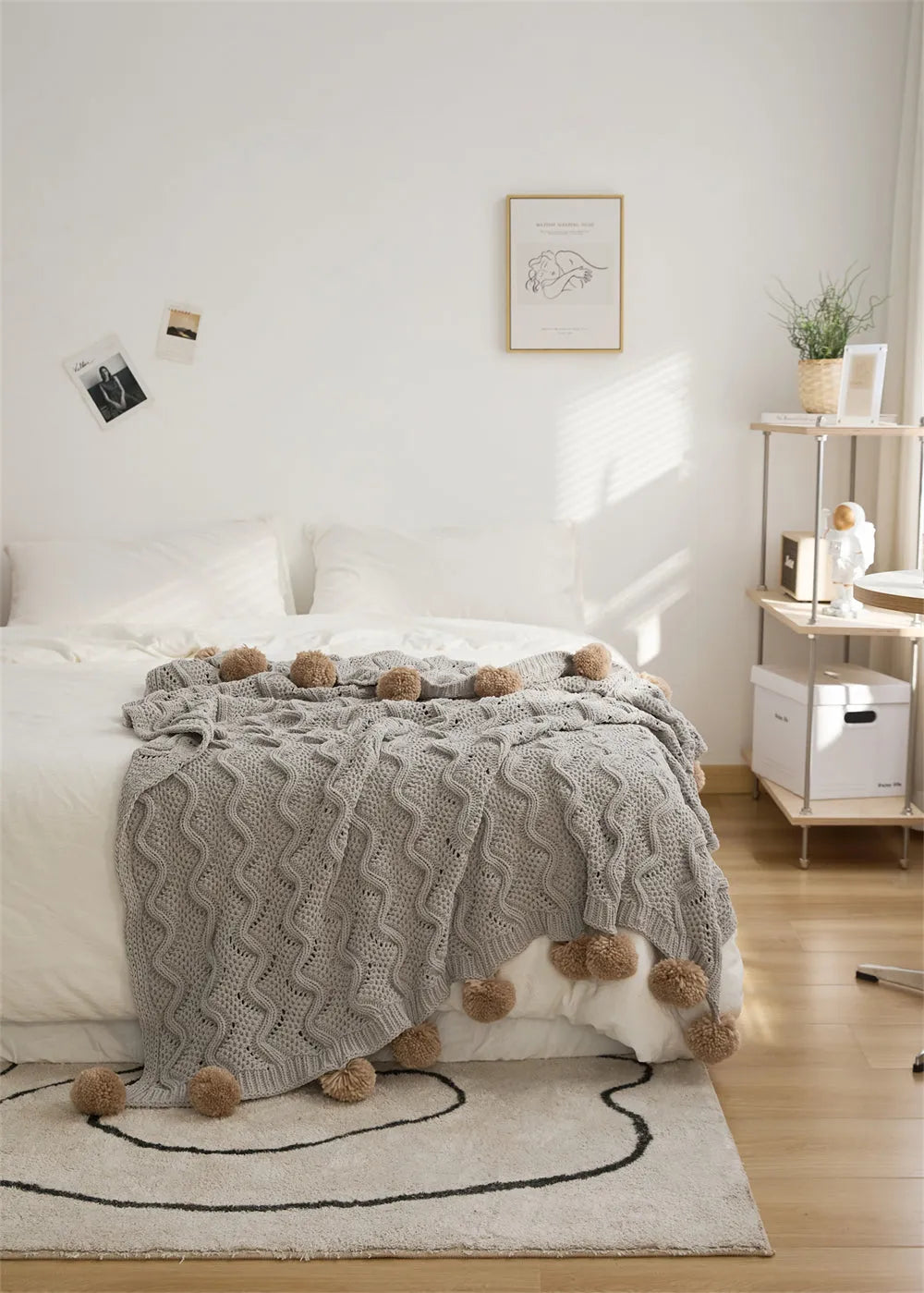 Snuggle Pom Pom Chenille Throw Blanket